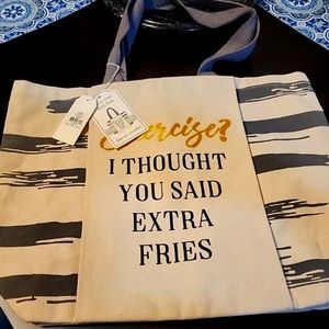 New With Tags Yoga- Workout - Canvas Tote By Mud Pie